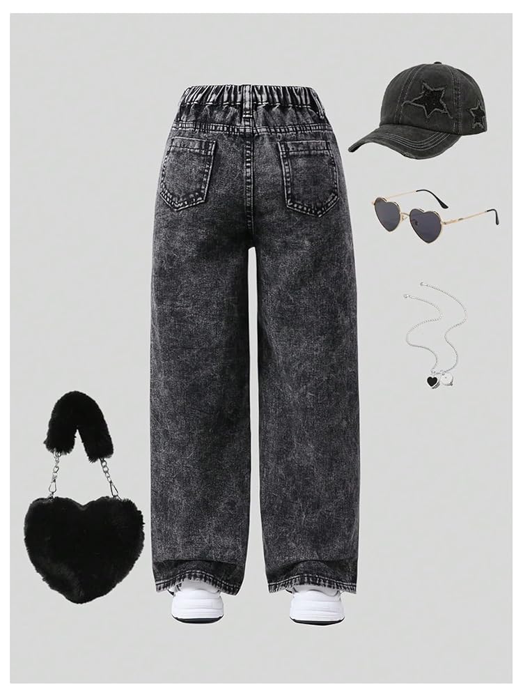 パンツ Heart logo Rigid Baggy Denim pants Xineicy Women's Low Rise Heart Pattern Baggy Jeans Washed